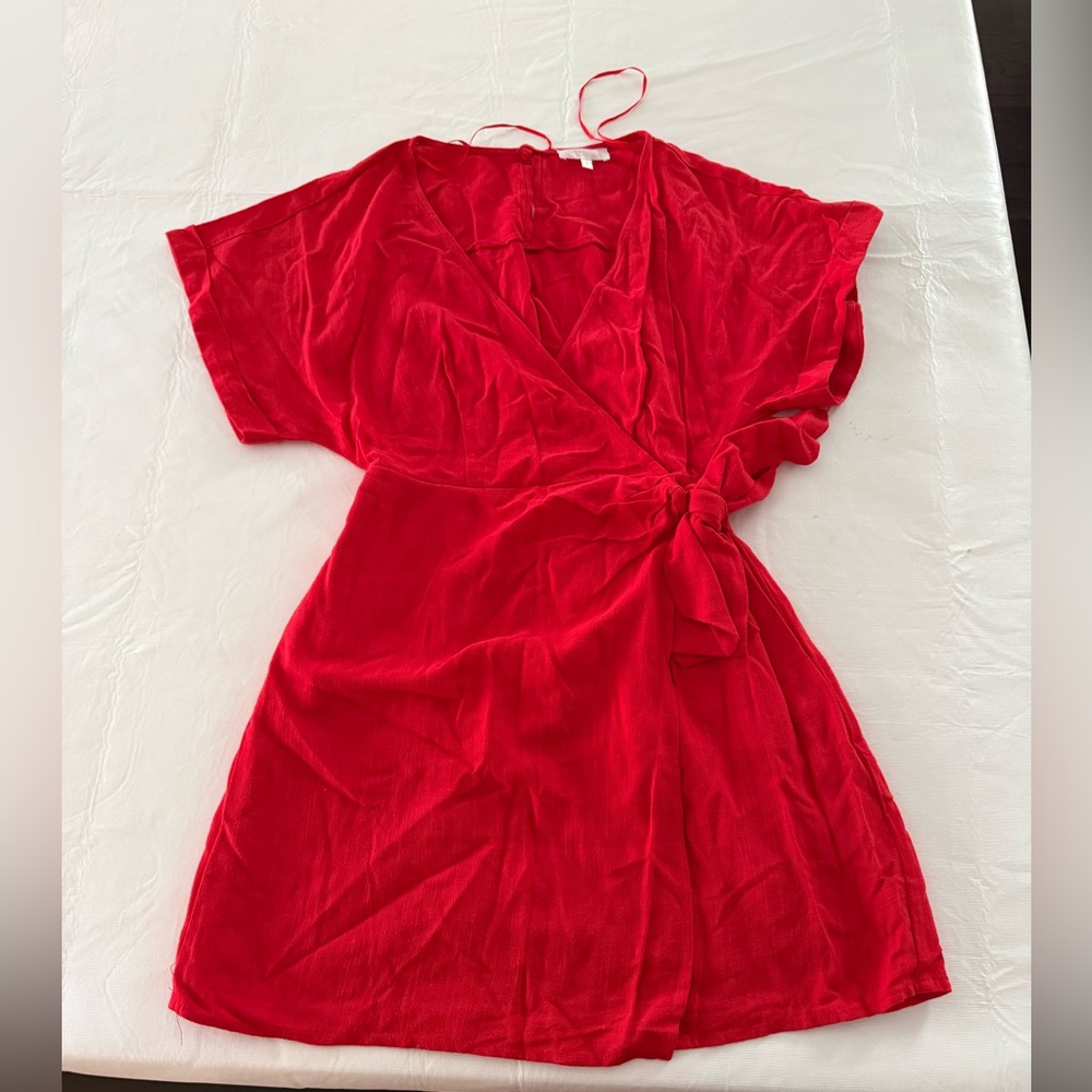 Vibrant Red Wrap Dress - Picture 3 of 3